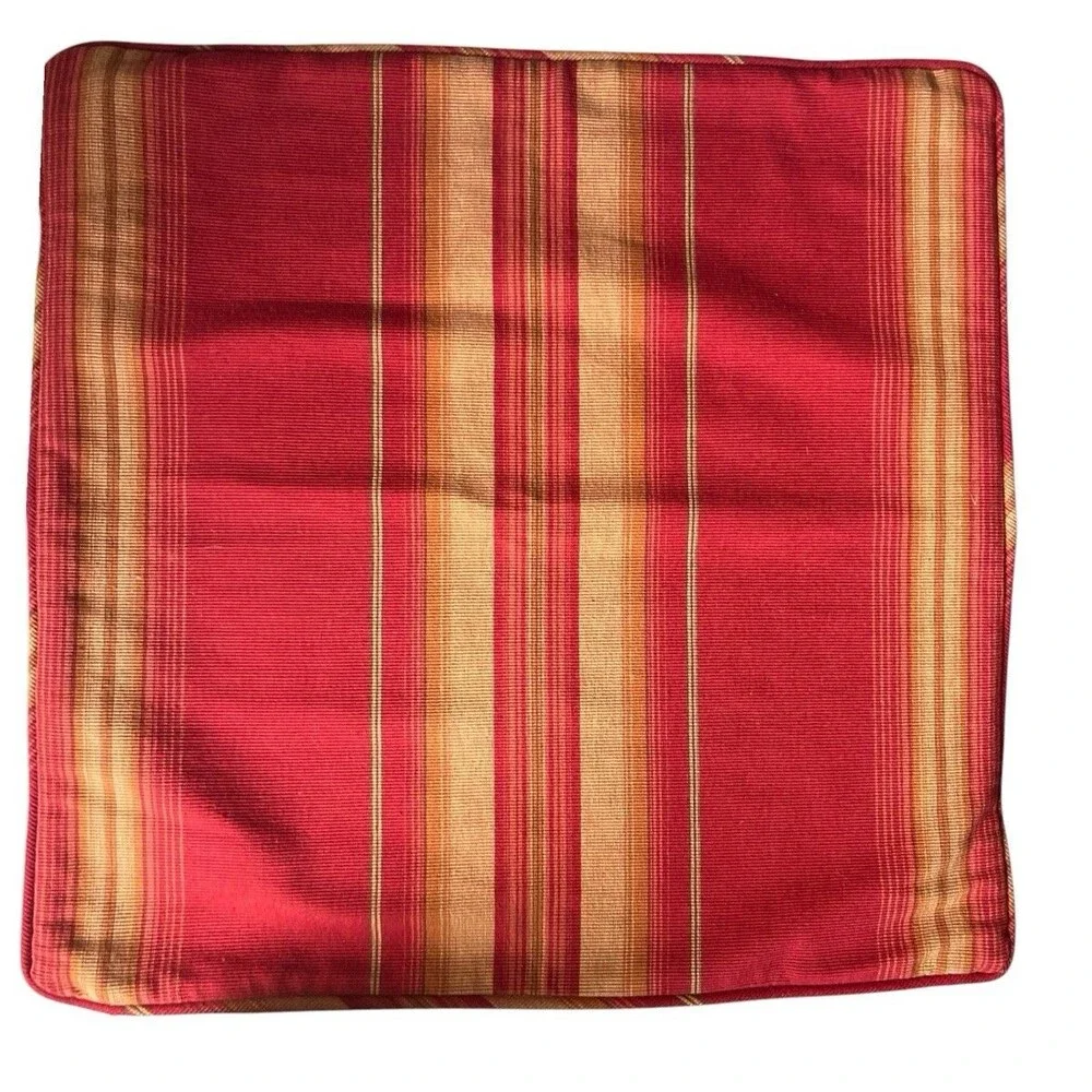 Pottery Barn Red Striped Throw Pillow Cover Sham Zip 20x20